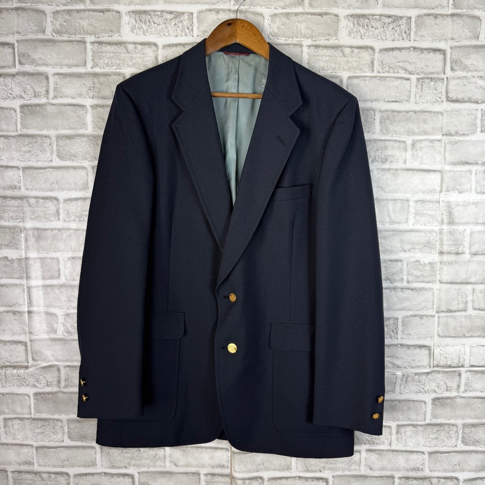 Golden Bear Nicklaus Hart Schaffner Navy & Gold Buttons Blazer Sports Coat 42R